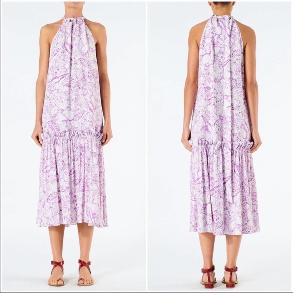 Tibi Silk Isa Toile Tie Neck
